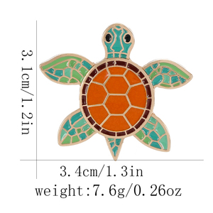 Bonito caballito de mar estrella de mar tortuga marina en forma de broches lindo cangrejo tiburón esmalte pines insignia de Animal marino - Product Image 6