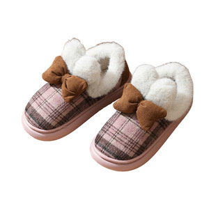 Best Selling EVA Sole Fashion Slippers Wholesale Plush Knot Cotton Shoes With Factory Latest - Product Image 5