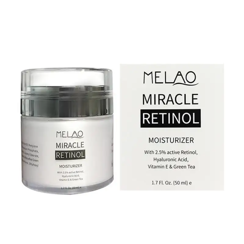 MELAO 2.5% Retinol Moisturizer Cream Hyaluronic Acid Anti Aging Reduces Wrinkles Fine Lines Day And Night Retinol Facial Cream