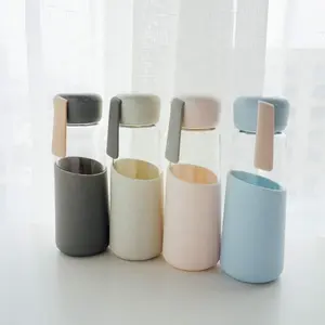 Hot Selling Silicone Sport Trinkflasche Glass Water Bottle With Silicone Sleeve