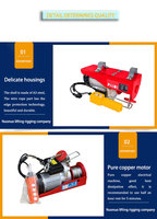 Nouvelle mini-treuil électrique monophasé de 1 tonne avec moteur à engrenages, câble métallique et télécommande 220V