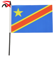 Drapeau de table promotionnel 14*21cm, bannière décorative en plastique noir, impression numérique, polyester, drapeau du Congo