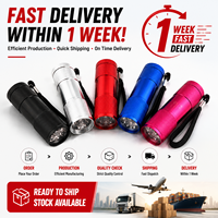 Mini lampe torche à 9 LED, lampe de poche portable, alimentée par piles, logo personnalisé, cadeau promotionnel