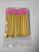 Mango de bambú ecológico, varita desechable para rímel, aplicación de extensión de pestañas, cepillo de madera, herramienta de maquillaje