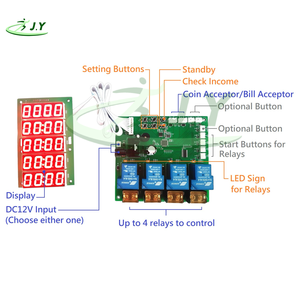 JY-215 Placa Temporizadora de <span class=keywords><strong>4</strong></span> Canales para Controlar <span class=keywords><strong>4</strong></span> Dispositivos en Máquinas Recreativas, Aceptador de Billetes/Monedas, PCB para Máquina de Lavado de Coches - Product Image 5