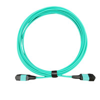 Yüksek Kaliteli 12 Çekirdekli MPO Push Pull Tab Trunk Kablosu, Veri Merkezi/FTTX Kullanımı için Aqua Kılıflı