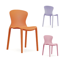 Chaise de jardin en plastique ergonomique inclinable fixe 870, chaise moderne à dossier bas pour utilisation en café, mobilier commercial, chaise de bureau en plastique