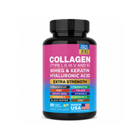 Capsules multi-collagène antioxydantes 14 en 1 avec vitamine C, kératine, acide hyaluronique et biotine pour adultes