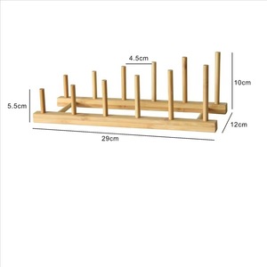 Multifunctional <b>plate</b> storage <b>rack</b> for home kitchens, made of bamboo and wood, for displaying bowls, <b>plates</b>, and dishes. - Product Image 3