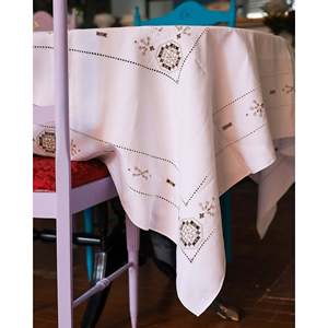 Mantel de Lino Gris con Estampado Antiguo, Diseño Rectangular Sin Arrugas, para Sala de Estar, Comedor, Hoteles, Navidad, Mirellas - Product Image 6