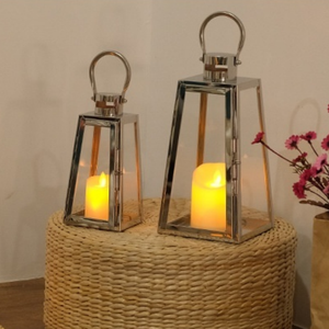 Chandelier de sol carré <span class=keywords><strong>en</strong></span> acier inoxydable de style europé<span class=keywords><strong>en</strong></span>, fait main, coupe-vent, avec bougie électronique pour la décoration de Noël à la maison - Product Image 6