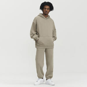 Sweat-shirt à capuche SL380H en molleton de coton de luxe, poids lourd, streetwear d'automne, coupe régulière, uni, teinture unie, sans cordon, homme, personnalisé - Product Image 4