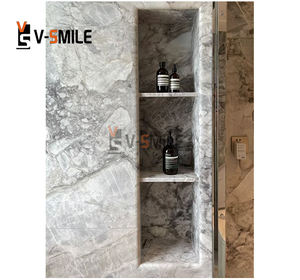Niche de douche en marbre gris naturel personnalisé Étagères de salle de bain Niche de douche en pierre Design - Product Image 6