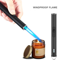 Briquet à gaz portable en forme de stylo, rechargeable au butane, coupe-vent, avec torche à flamme jet, idéal pour les cadeaux d'affaires et le barbecue, personnalisable avec logo.