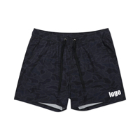 Shorts de bain mi-taille pour homme avec logo personnalisé, double couche, pour entraînement, sport, fitness, gym, course, plage, surf, natation, noir camouflage