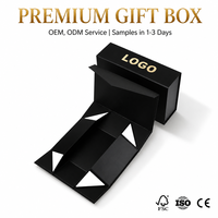 Boîte Cadeau Pliante Personnalisée en Carton Noir de Luxe pour Chaussures, Emballage Aimanté avec Rabat Magnétique Triangulaire