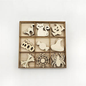 Halloween en bois créatif en bois artisanat Halloween creux décoration petit pendentif une pièce personnalisé - Product Image 3