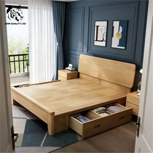 Cama de madera tamaño matrimonial, nueva, moderna, para dormitorio, de fábrica china, precio bajo, personalizable, gran stock, envío inmediato. - Product Image 3