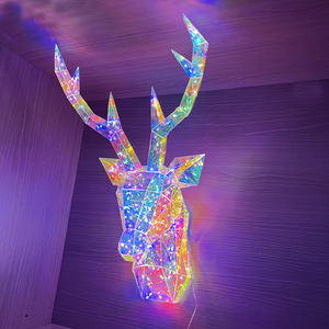 Cabeza de Reno Navideña Prismática Iridiscente, Reno Holográfico con Luces LED, Decoraciones Prismáticas Brillantes y Coloridas para Fiestas - Product Image 1