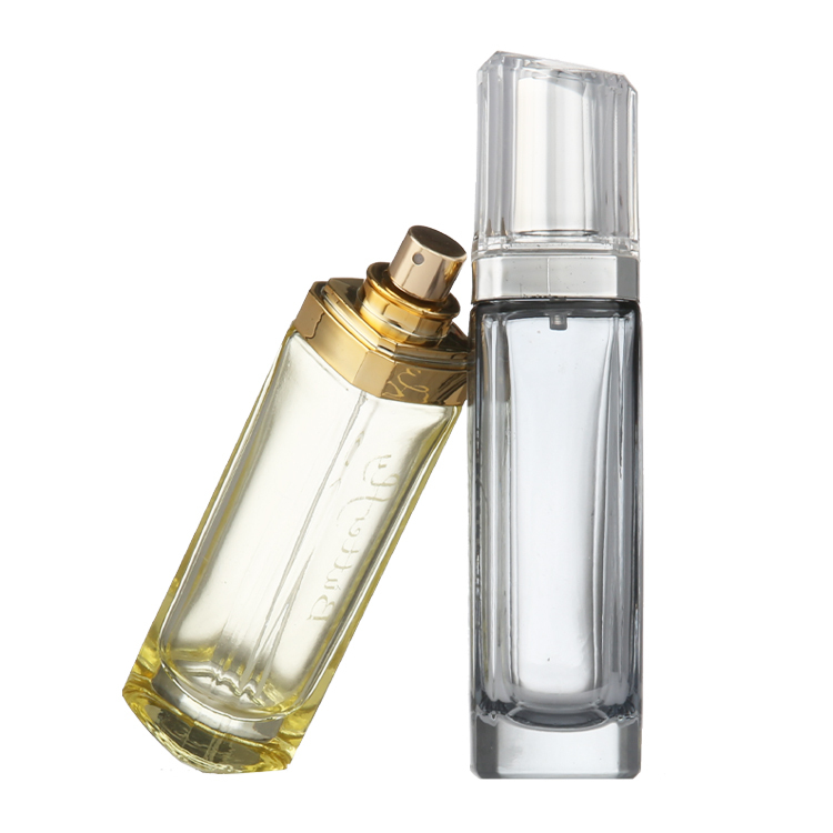 Frasco de vidrio de perfume transparente vacío de 50 ml para embalaje de perfume