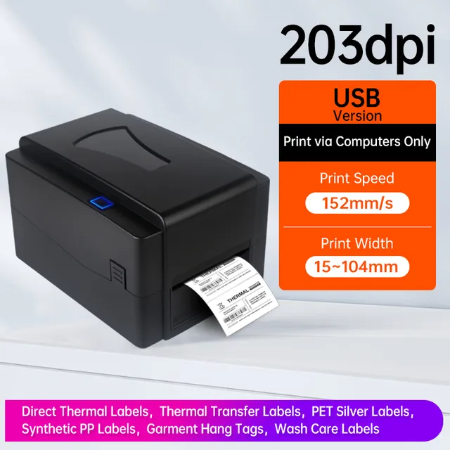 Ultra-High Quality 203dpi Thermal Transfer Label Printer with USB WiFi for Interface Automatic in Stock