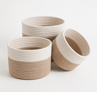 Lot de 3 paniers de rangement en corde de coton tressée pour serviettes de bain, articles de toilette, produits de soin, bureau et étagères domestiques