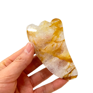 Hochwertiges natürliches Citrin Gua Sha Gelb Quarz Guasha Gesichts werkzeug für Facelift ing Gesichts <span class=keywords><strong>massage</strong></span> gerät für Spa - Product Image 1