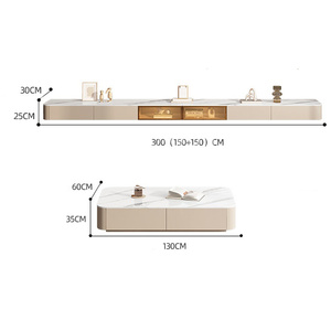 Porta <span class=keywords><strong>TV</strong></span> Moderno in Pietra e Vetro Mobile da Terra di Lusso per Piccoli Appartamenti <span class=keywords><strong>Design</strong></span> Minimalista per Arredamento Soggiorno - Product Image 5