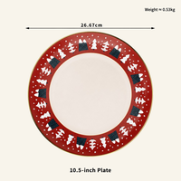 Service de table en porcelaine fine européenne pour Noël avec bordure en or véritable pour les fêtes, les buffets d'hôtel, les dîners, les cadeaux et la décoration de table