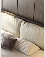 Lit moderne en cuir doux de conception italienne, tête de lit en peluche, cadre robuste, meubles de chambre à coucher confortables, vente chaude