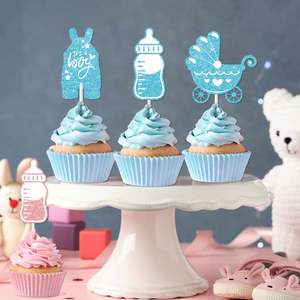 Niño niña género revelar Prop regalo pastel decoración pequeña bandera decorativa Plug-In fiesta suministros - Product Image 4