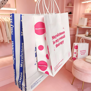 Bolsa de Regalo de Papel Kraft Blanca Portátil y Económica con Logotipo Personalizado al por Mayor - Product Image 2