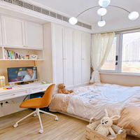 Ensemble de chambre à coucher de luxe en tatami français et système de dressing intégré, panneau écologique vert