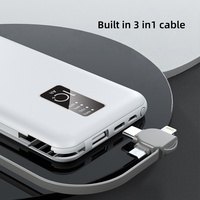Los productos que se venden mejor portátil 20000mAh Slim Power Banks 10000mAh con cable incorporado 3 en 1