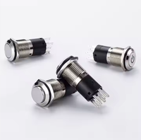 16/19MM saklar tombol logam antiair sirkuit ganda dengan tombol daya pengaturan ulang mengunci sendiri tombol daya 2 On/off