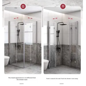 Pantalla de baño de separación húmeda seca Rectangular integrada moderna, 6mm, ducha plegable, puerta corredera, Partición de baño <span class=keywords><strong>para</strong></span> secado húmedo - Product Image 2