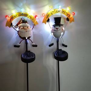 Luces Solares de Metal para Jardín de Navidad, Decoración de Patio con Santa Claus y Muñeco de Nieve, Decoración Navideña para Exteriores - Product Image 1