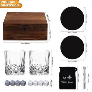 Juego de Vasos de <span class=keywords><strong>Whisky</strong></span> de Cristal Transparente con Logotipo Personalizado Premium, con Piedras de Granito para Enfriar, en Caja de Regalo de Madera Ecológica - Product Image 2