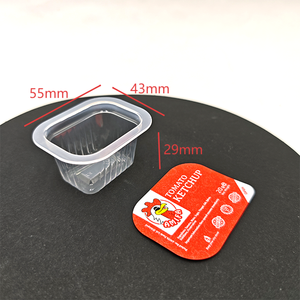 Envases Cuadrados Transparentes de Plástico de 25ml, 30ml y 40ml <span class=keywords><strong>con</strong></span> Tapa de Aluminio para Salsas, Vasos de Plástico para Salsa de Tomate y <span class=keywords><strong>Ketchup</strong></span> - Product Image 3