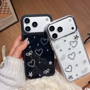 Funda de Teléfono Brillante con Diseño de Estrellas, Corazones y Lazos, Estilo INS, para iPhone 17 16 15 14 Pro Max, Resistente a Impactos, Carcasa Trasera Transparente, de Fábrica OEM - Product Image 3