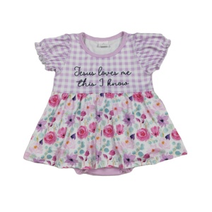 RTS Falda para Bebés Niñas con Estampado de Flores y Diseño de Jesús Me Ama, Pelele Tipo Burbuja para Bebés, Ropa de Verano al por Mayor para Recién Nacidos - Product Image 1