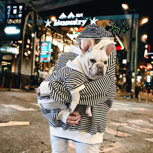 Hoodie Anjing Bergaris Musim Dingin Desain Terbaru 2026 Grosir Trendi, Pakaian Kasual Serasi untuk Bulldog Prancis dan Pemiliknya XS Klasik 100% - Product Image 3