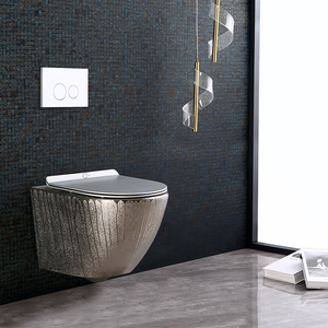 Inodoro de Pared de Cerámica Plateada, Sanitario de Lujo para Baño - Product Image 1