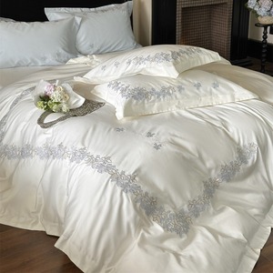 Offres du <span class=keywords><strong>Black</strong></span> <span class=keywords><strong>friday</strong></span> Linge de lit à motif de broderie à rayures de luxe 100% coton Taille OEM Drap de lit en coton Hôtel Maison - Product Image 2