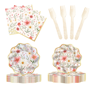 Platos y Servilletas con Diseño de Flores Silvestres DAMAI, Artículos para Fiestas, Platos de Papel Florales, Servilletas, Decoraciones para Baby Shower, Juego de Vajilla - Product Image 5