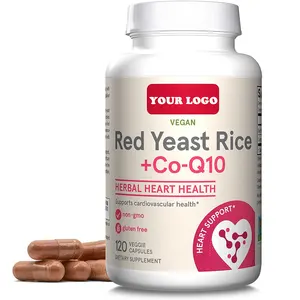 Lievito rosso di riso 1200 mg con CoQ10 capsule vegane supporta la salute cardiovascolare e cardiaca