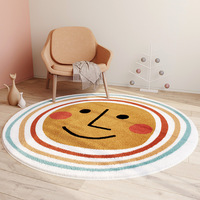 Dessin animé lunettes chat rond salon tapis chambre d'enfants tapis de chevet Simple thé Table tapis mignon anti-dérapant tapis