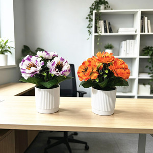 Plantas Artificiales de Crisantemo Paulon en Maceta de 16 cm de Alto, de Plástico y Tela, Decoración Interior para Escritorio - Product Image 2
