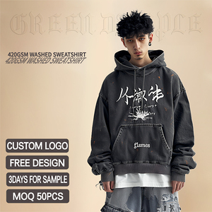 Sudadera con Capucha Vintage Personalizada 100% Algodón Lavado, OEM de Alta Calidad, Estilo Urbano, Lavado a la Piedra y al Ácido, Sudadera para Gimnasio - Product Image 2