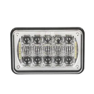 Farol quadrado poderoso de led para bike 4x6, farol com feixe alto e baixo, drl, cor preta e prateada, para suv, caminhão